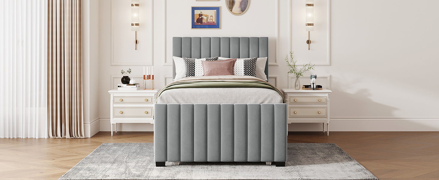 Upholstered Design Platform Bed With Trundle