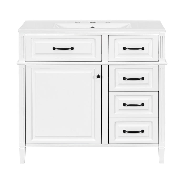 Modern Bathroom Vanity With Sink Top, Flip Drawer Design