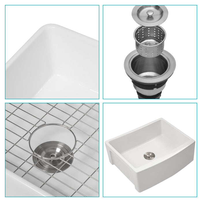 Farmhouse Sink, Apron Front Single Bowl With Arch Edge Design