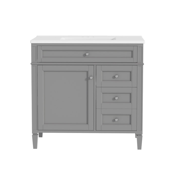 Bathroom Vanity With Top Sink, 2 Drawers, Tip Out Drawer