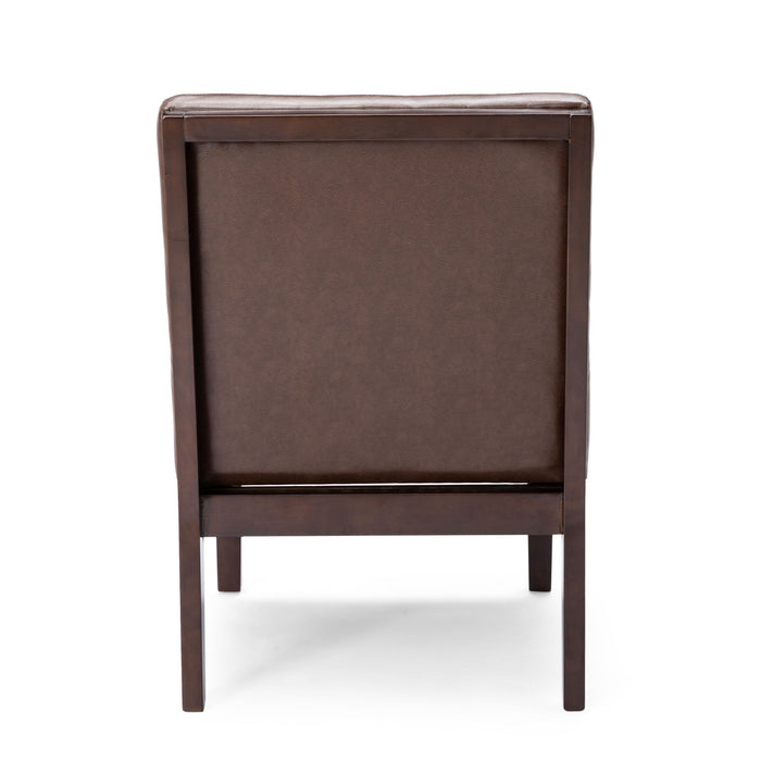 Contemporary Accent Chair With Tufted Waffle Stitch - Dark Brown
