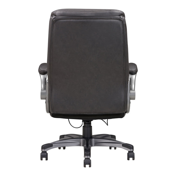 Bonded Leather Upholstered Office Chair With Adjustable Height And Armrest - Gray