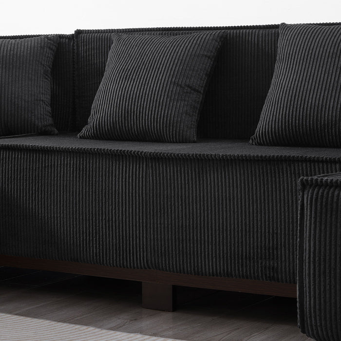 U-Shaped Sectional Sofa With RGB LED Light Strip And 6 Pillows