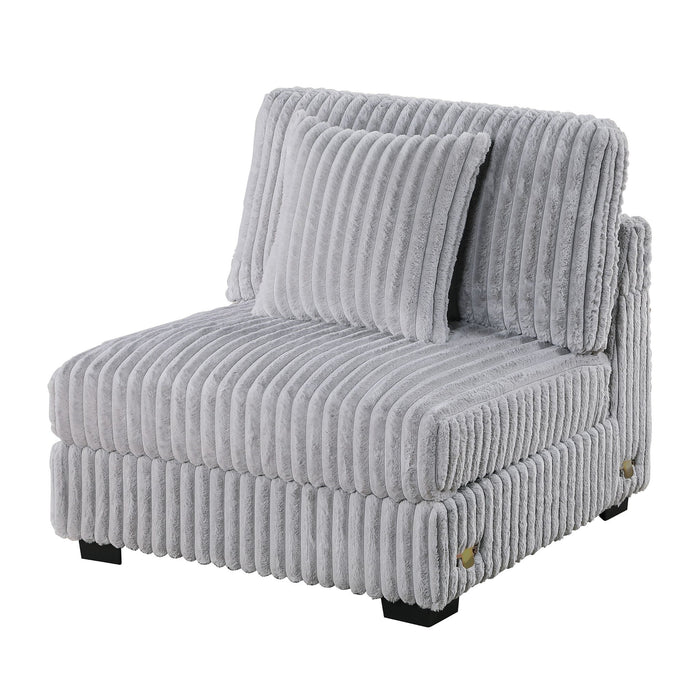 Armless Chair Modular With Pillow Living Room Furniture - Gray / Mink