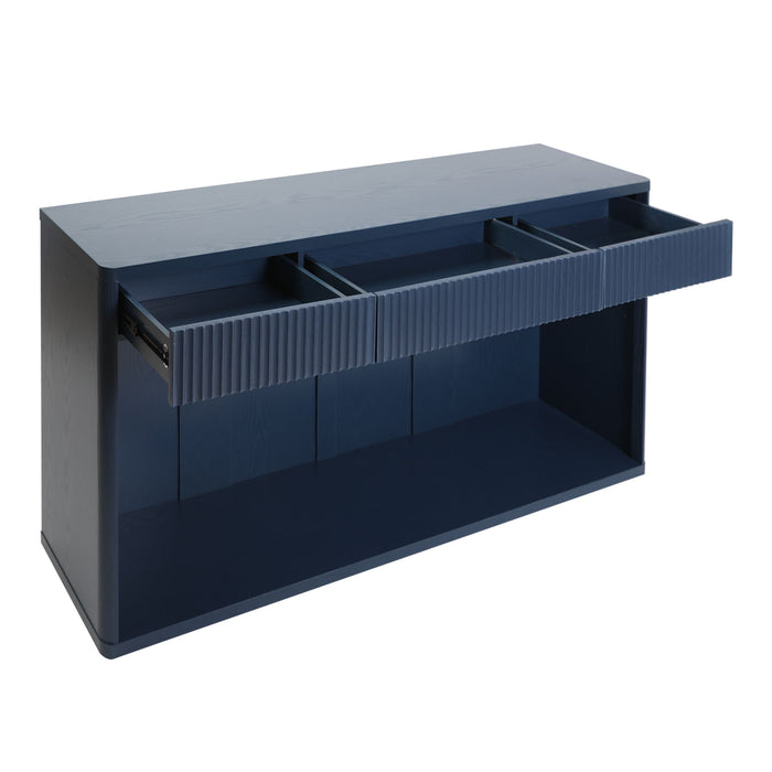 Fluted Console Table With 3 Drawers, Long Sofa Table Behind Couch For Living Room