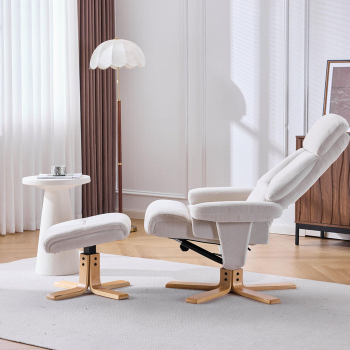 Upholstered Heated Massage 360° Swivel Accent Chair With Ottoman
