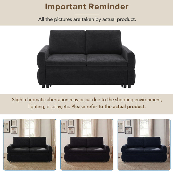 Convertible Sofa Bed Loveseat With Adjustable Backrest And USB Ports