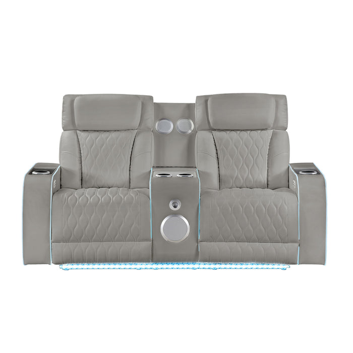 Electra - 3 Piece Power Reclining Sofa, Loveseat And Recliner Set With Power Headrests, Massage And LED Lighting
