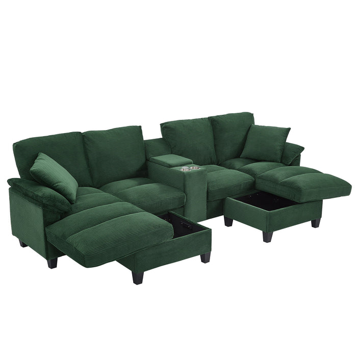 Modern U-Shaped Sectional Sofa With Storage Ottomans