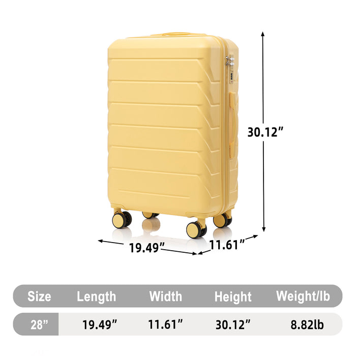 Hard Shell Luggage With Scratch Resistant Surface, 4 Wheels, Combination Lock & Side Hooks