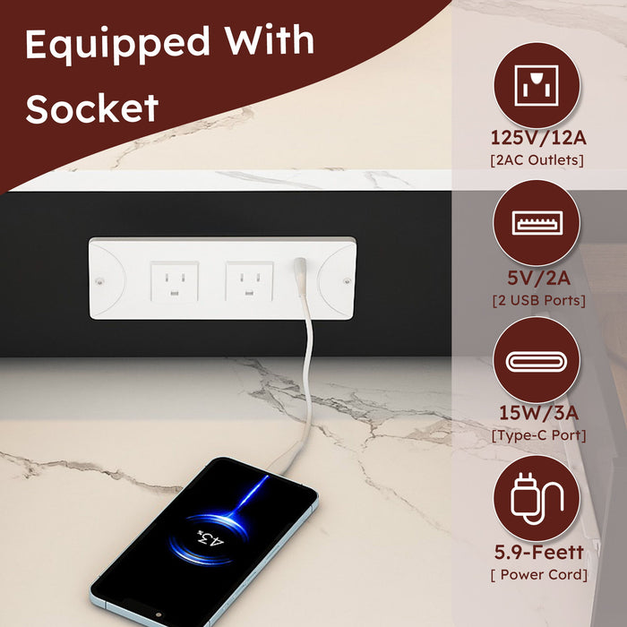 Retro Kitchen Island Set With Chairs, Extendable & Rotating Table, 4 Drawers & Door Cabinets