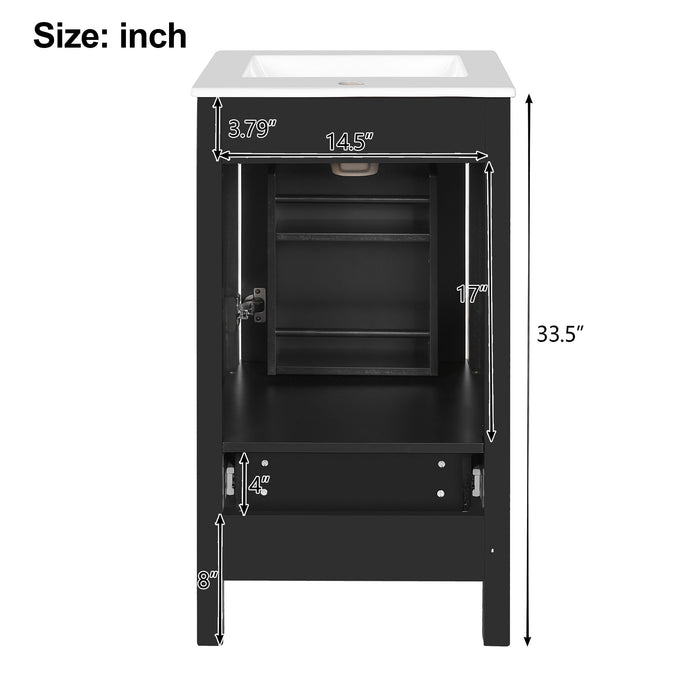 Bathroom Vanity With Ceramic Sink, Soft Close Drawers, Door Organizer, Divider Drawer, Adjustable Foot Pads