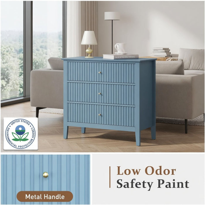 Fluted 3 Drawer Nightstand With Soft Close Slides