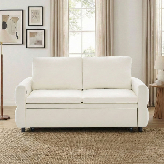 Convertible Sofa Bed Loveseat With Adjustable Backrest And USB Ports