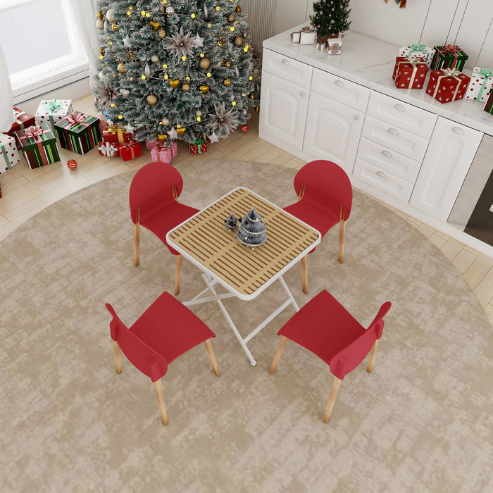 4 Piece Set Of Single Chairs With A Folding Square Table