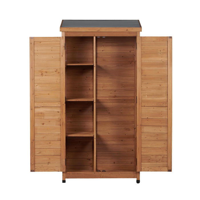 Outdoor Storage Shed With Vertical Tool Cabinet For Backyard