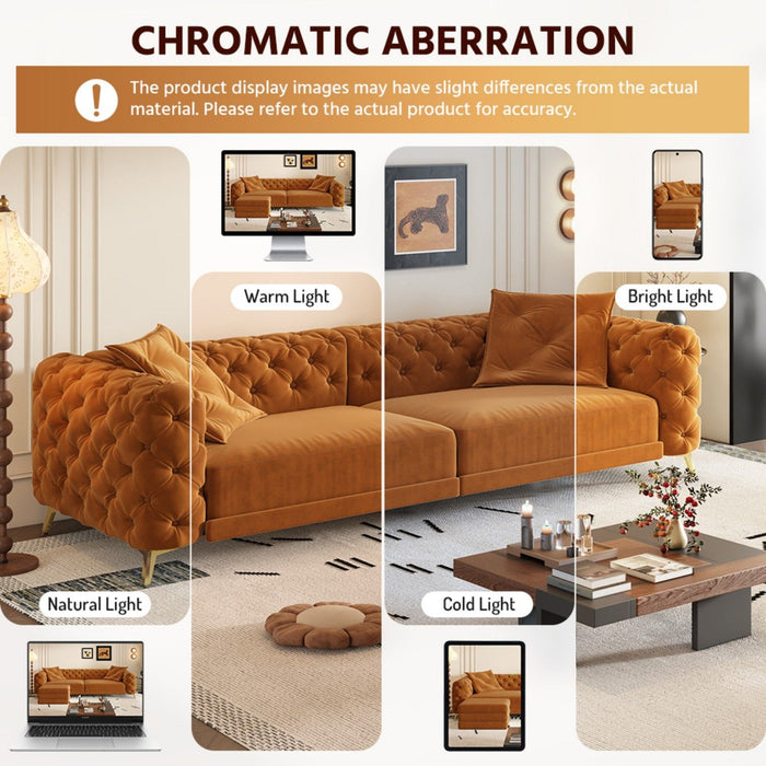 3 In 1 Convertible Sleeper, Deep Seat Pull Out Sofa Bed, Button Tufted