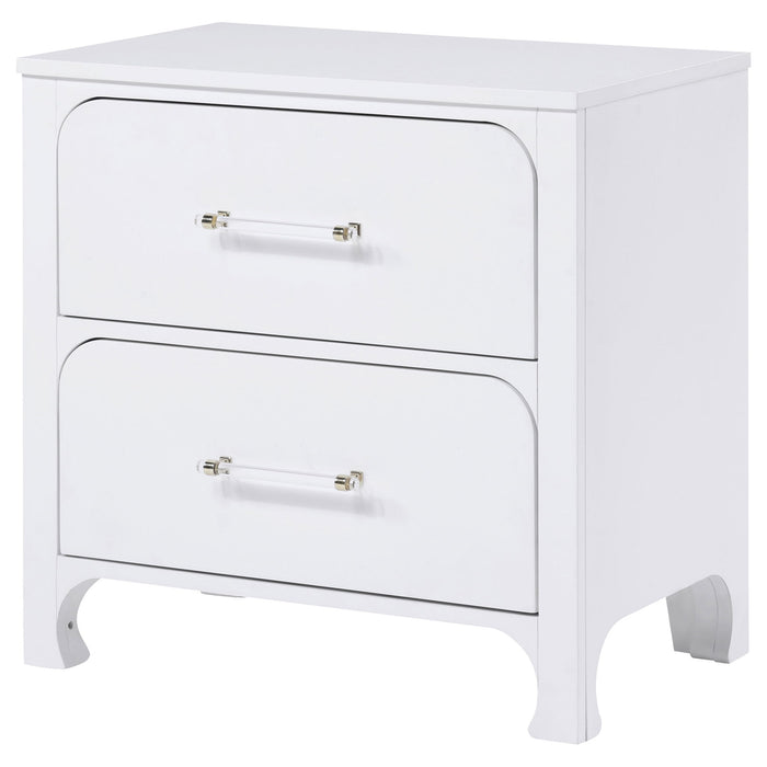 Helena - 2 Drawer Nightstand With Soft Curves - White