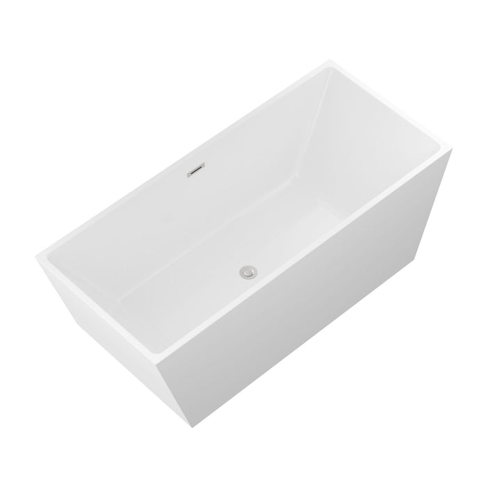 Glossy Freestanding Soaking Tub With Drain, Spacious Stand Alone Bathtub For Bathrooms - Glossy White
