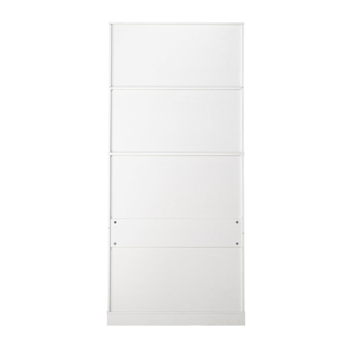 Fluted Kitchen Pantry Cabinet With 3 Keyboard Drawers & 6 Adjustable Door Shelves