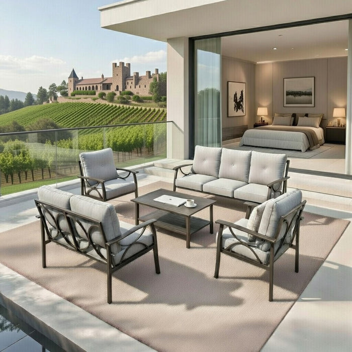 Patio Furniture Set With Coffee Table And Cushions For Backyard