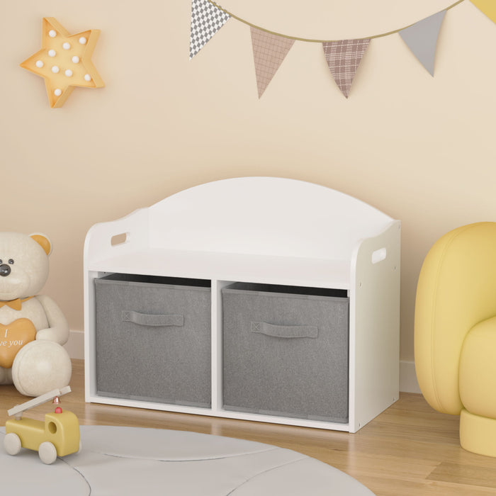 Toy Box Bench With Collapsible Drawers, Storage Cabinet Organizer - White