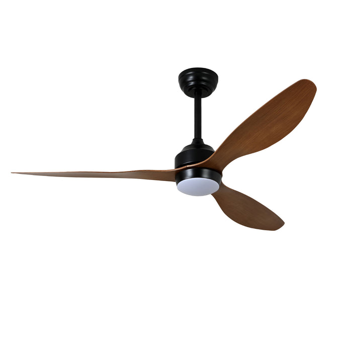 Ceiling Fan With Lights Quiet DC Motor 3 Blade Ceiling Fans 6 Speed Levels, Reversible Ceiling Fan - Matte Black / Wood