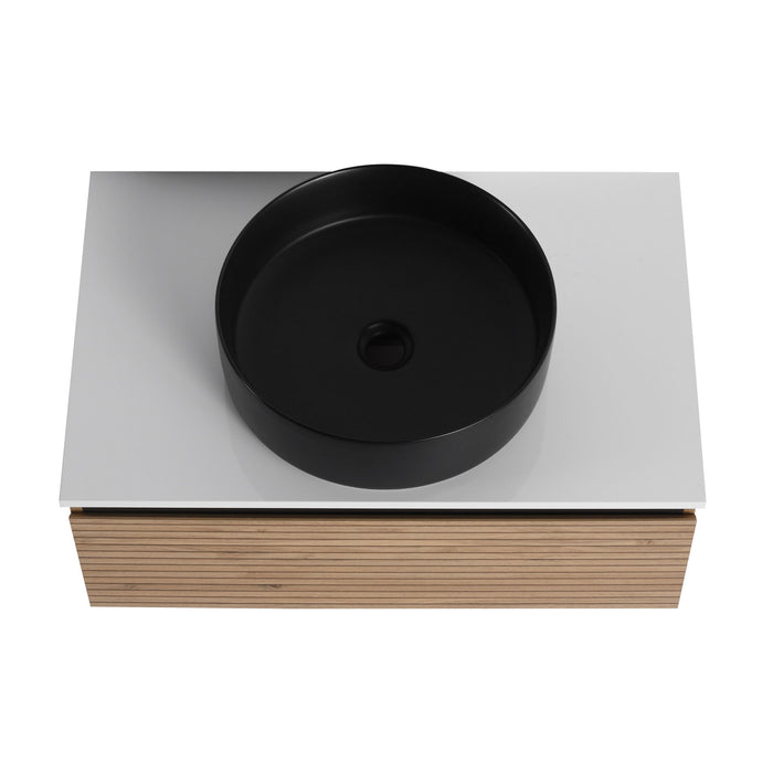 Wall Mounted Bathroom Vanity With Art Sink & 1 Soft Close Drawer