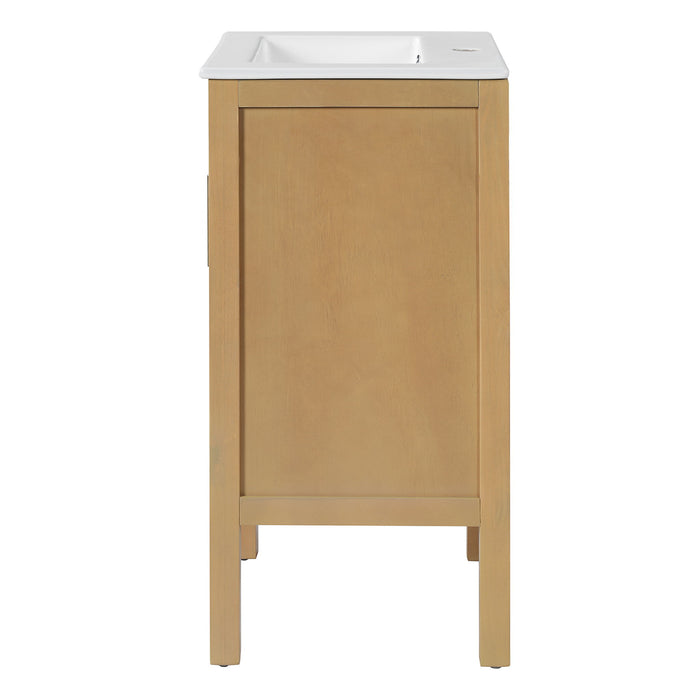 Bathroom Cabinet With Sink, Adjustable Shelf, Soft Closing Hinges - Natural Wood
