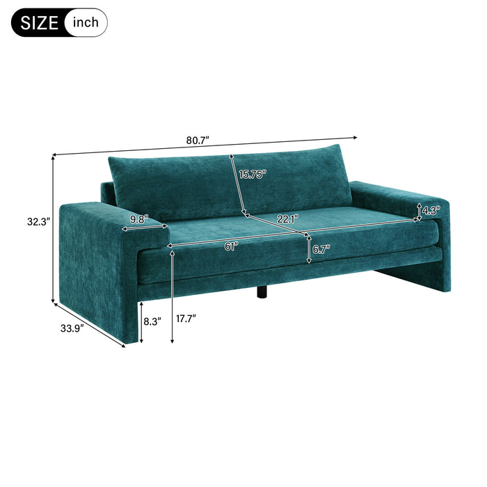 Upholstered 3 Seater Sofa With Wide Armrests