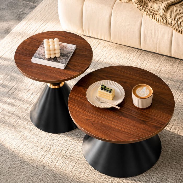 2 Piece Round Coffee Table Set For Living Room