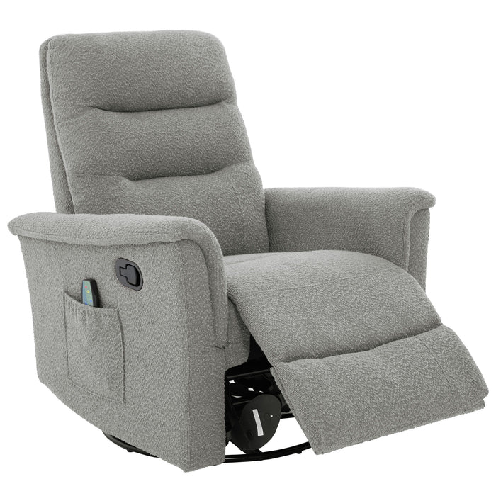 Manual Recliner Chair With 8 Point Massage And Swivel Function