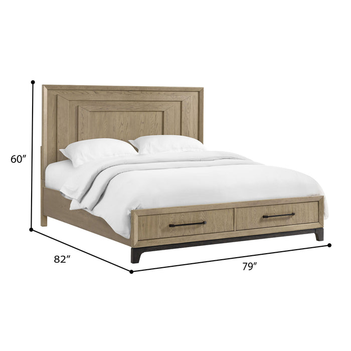 Sutton Place - King Storage Bed With Two-Tone Finish And Two Cedar-Lined Footboard Drawers - Caramel And Cocoa