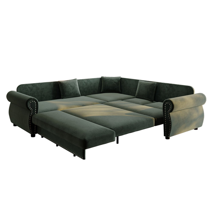 L-Shaped Sofa Couch With Pull-Out Bed