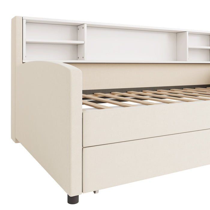 Luxurious Upholstered Platform Bed With Storage Drawers