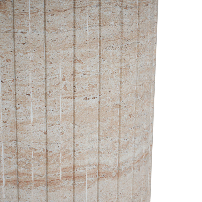 Elegant Outdoor / Indoor Lightweight Concrete Side Table With Travertine - Beige