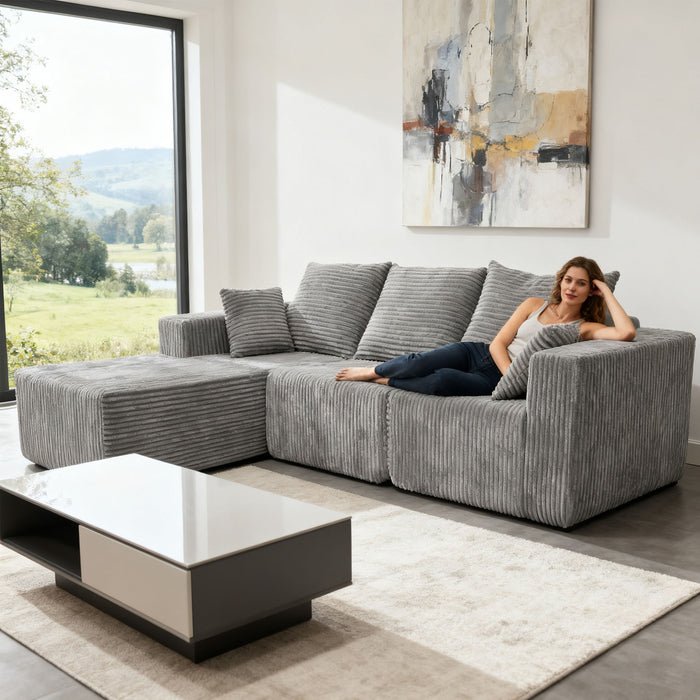 Corner Combination Sofa Sectional Couch With Soft Plush Fabric