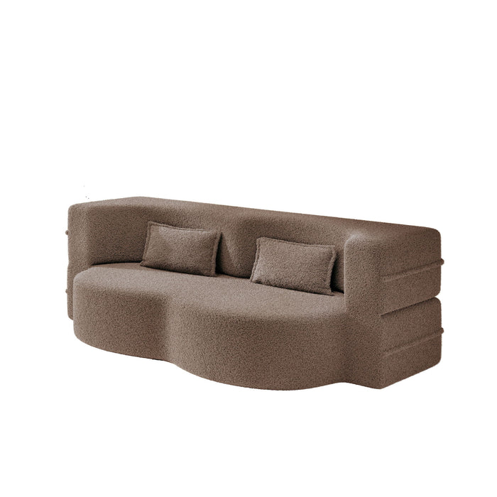 Modern Floor Sleeper Sofa Bed With 2 Pillows, Convertible Twin Size Folding Mattress For Living Room