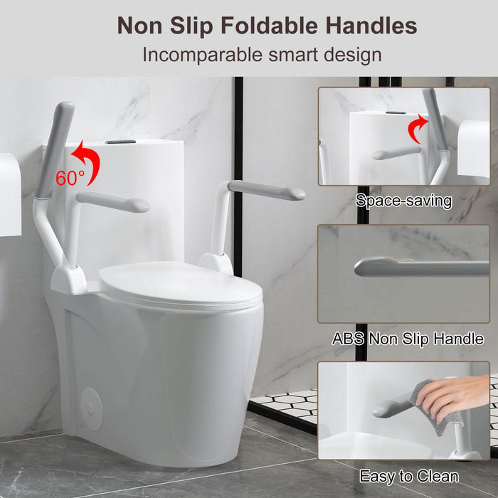 Upgraded Design Armrest, With Glossy Gw 007 1 Piece Toilet With Tornado Flush, Soft Close Seat, Dual Flush Map 1000G, Comfort Chair Seat - Gloss White
