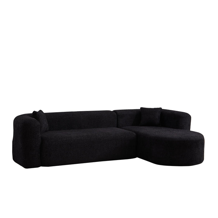L - Shape Boneless Cloud Couch With 2 Throw Pillows For Living Room