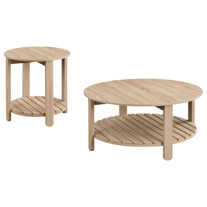 Brookson - Round 2 Piece Coffee And End Table Set - Natural