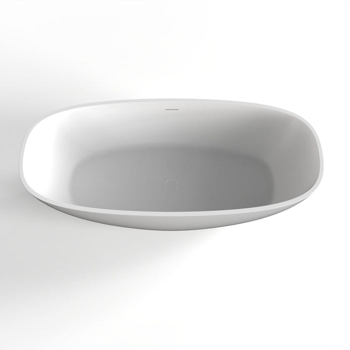 Soaking Bathtub, Freestanding, Solid Surface - Matte White