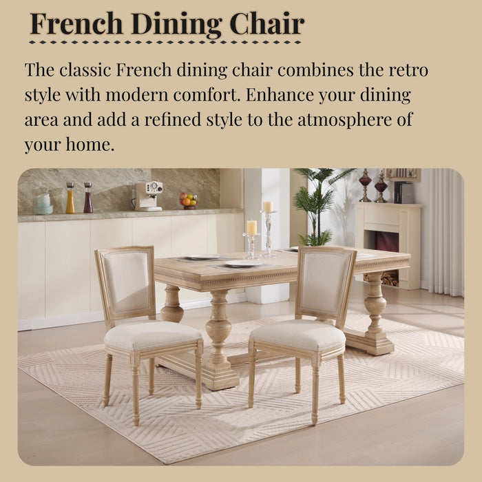 Dining Chairs Upholstered With T - Shaped Back (Set of 2) - Beige