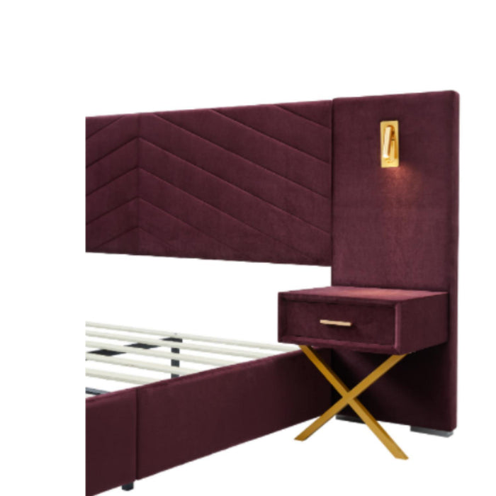 Comfortable Upholstered Bed With Vertical Channel Tufted Wingback Headboard