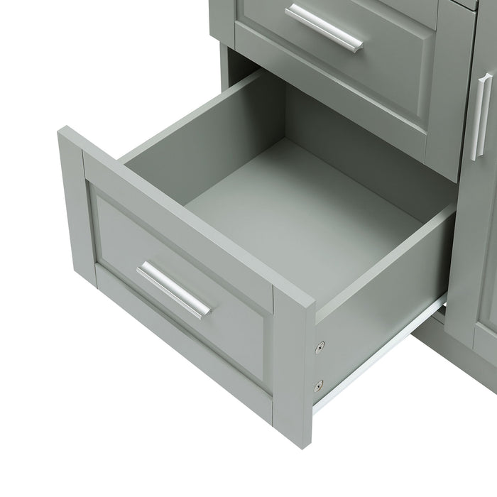Tall And Wide Storage Cabinet With Doors For Bathroom Or Office, 3 Drawers - Gray