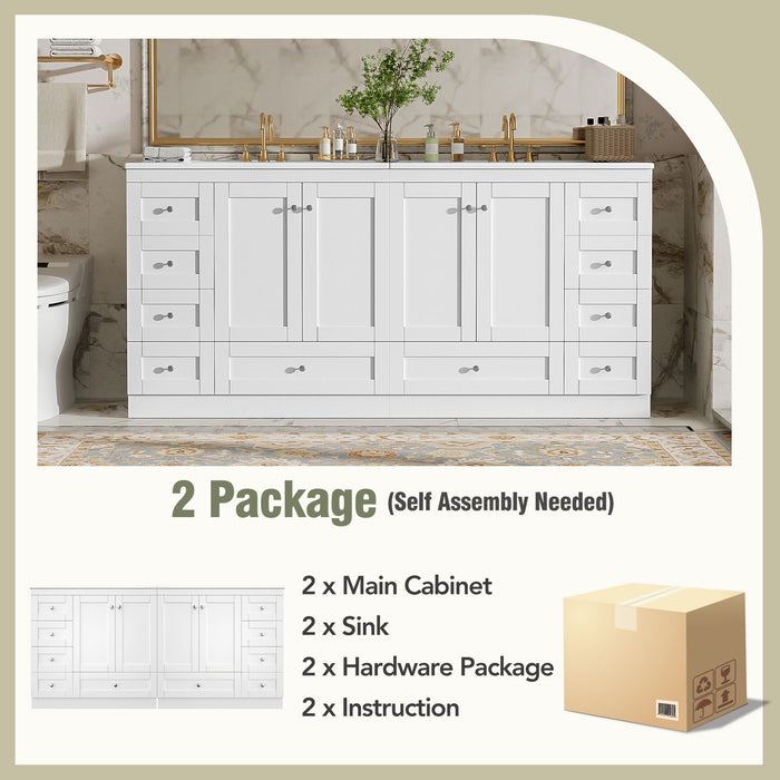 Shaker Free Standing Bathroom Vanity Cabinet & Sink, Soft Close Drawers, Soft Close Doors