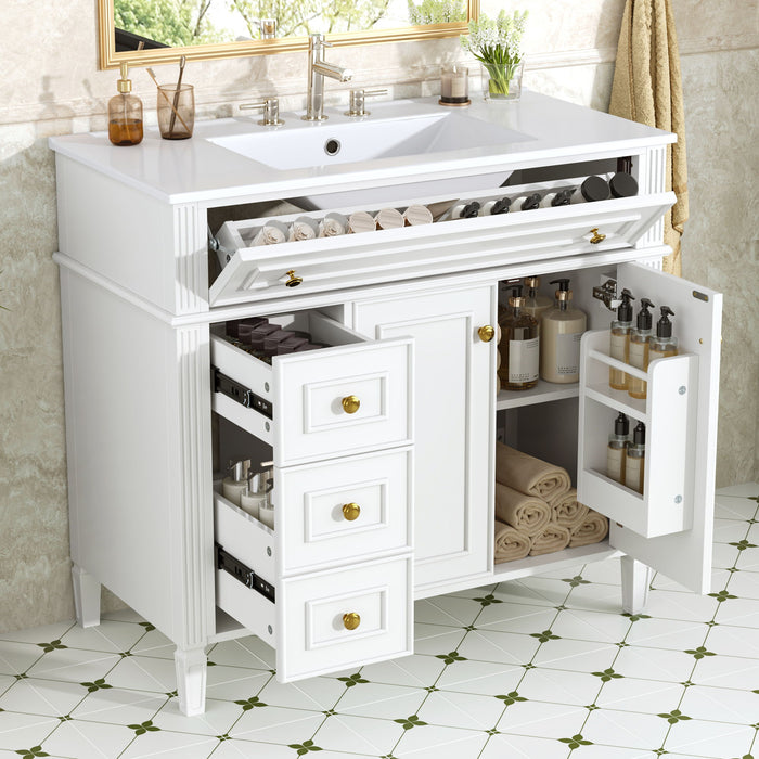 Bathroom Vanity With Sink, 3 Drawers & 2 Doors