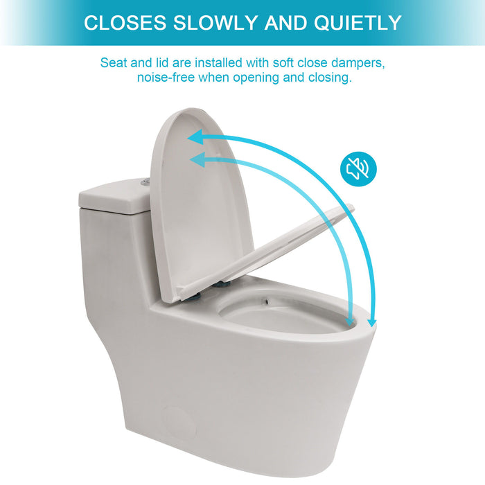 1 Piece Toilet, Dual Flush, Soft Closing Seat - White