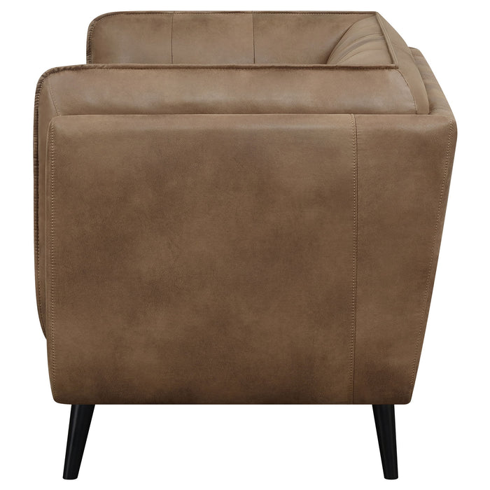 Maximillion - Tuxedo Arms Loveseat - Brown