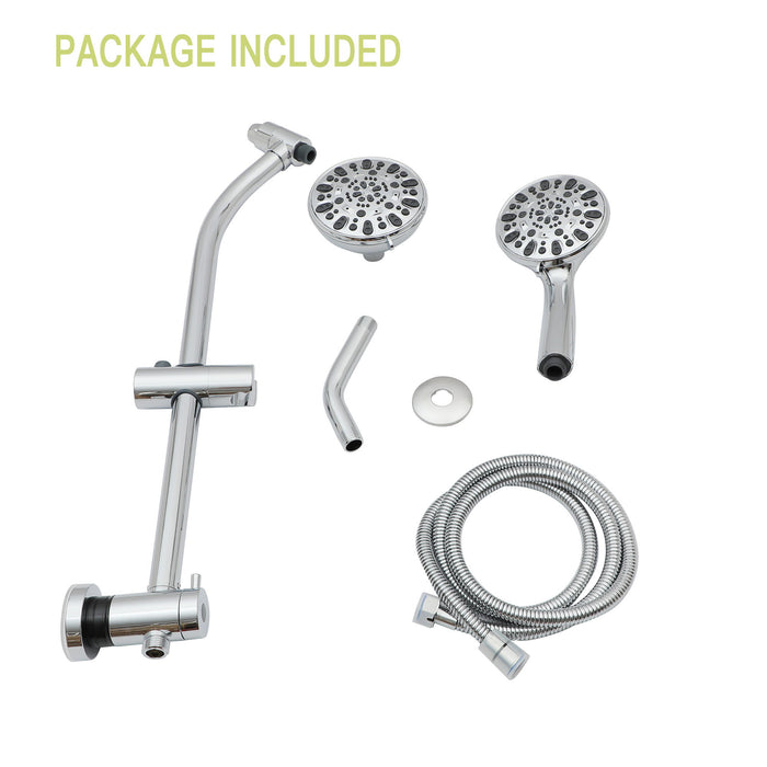 Multi Function Dual Shower Head Shower System With 4.7" Rain Showerhead, 7 Function Hand Shower, Adjustable Slide Bar
